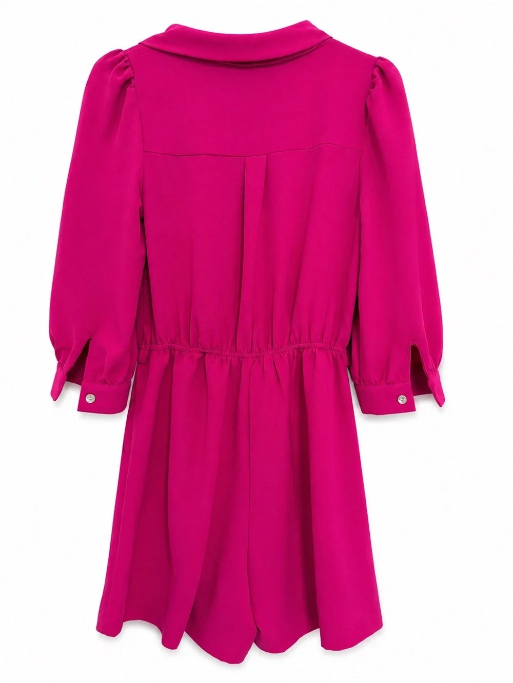 Monteau Los Angeles Pink Wrap Romper Pleated Shorts Puff Sleeve Size M